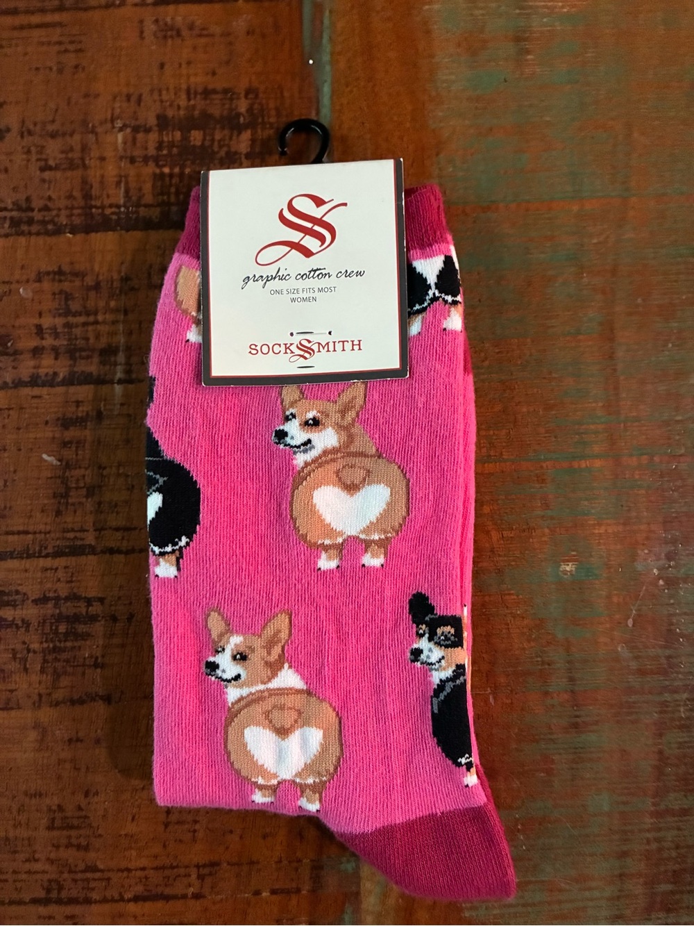 Socksmith Corgi Butt Pink Crew Socks NWT